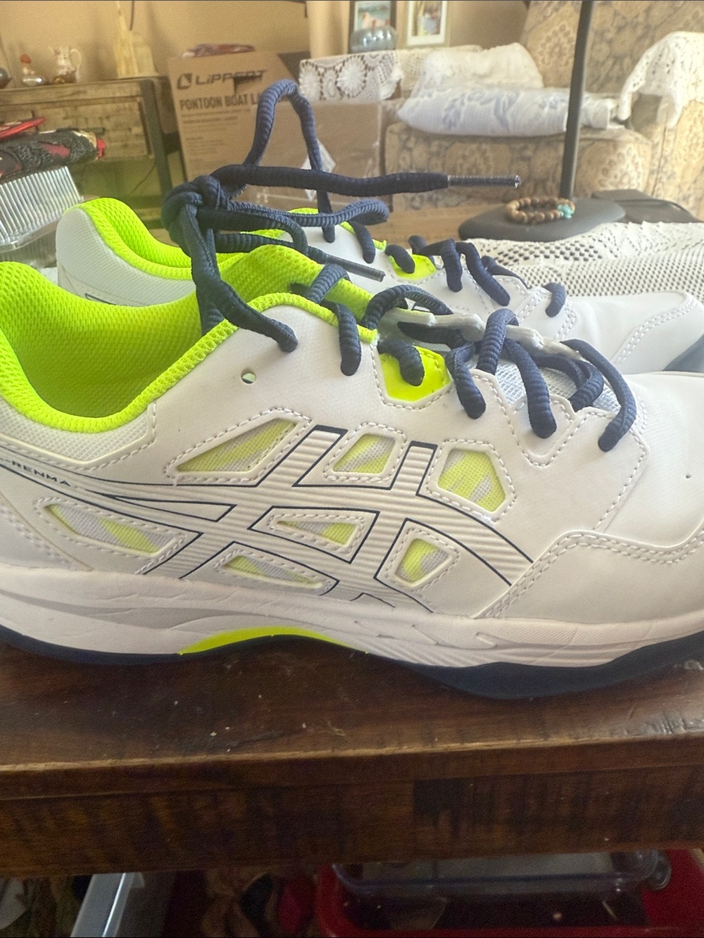 Asics White Neon Yellow & Navy Athletic Sneakers